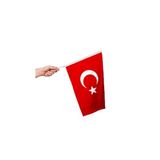 Türk Bayrağı 50x75 cm Alpaka Kumaş - Sopalı (Renkli)
