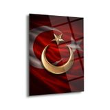 Türk Bayrağı Altın Hilal Yıldız Cam Tablo – ATA278