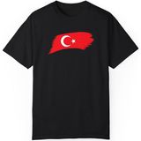 Türk Bayrağı Baskılı Siyah Tişört