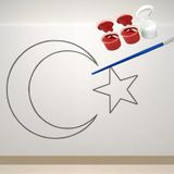 Türk Bayrağı Boyama Seti- 17,5 X25 cm Tuval + 3 Boya + 1 Fırça- Cumhuriyet Bayramı-Zafer Bayramı