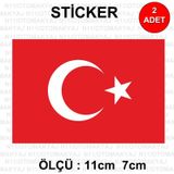 Türk Bayrağı Etiket Yapışkanlı - Araba Kask Motosiklet Sticker