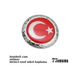 Türk Bayrağı Fiat Panjur Arması Nikel Yuvarlak Çelenk Yapışkanlı Küçük Boy 7,5cm ZUM