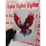Türk Bayrağı Kartal Araba Karavan Renkli Baskı Baskes Sticker 20x15 Cm