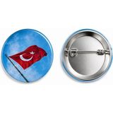 Türk Bayrağı Metal Buton Rozet Broş-Çanta Aksesuar-Yaka Iğnesi (44MM) 1 Adet