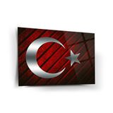 Türk Bayrağı Metal Efektli Cam Tablo – ATA316