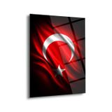 Türk Bayrağı Modern Hilal Yıldız Cam Tablo – ATA280