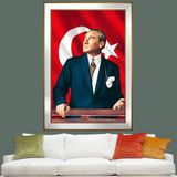 Türk Bayrağı Önünde Atatürk Tablo ATA2812AGL70100