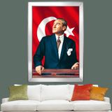 Türk Bayrağı Önünde Atatürk Tablo ATA2812AGM5070