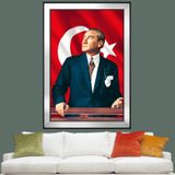 Türk Bayrağı Önünde Atatürk Tablo ATA2812AS5070