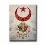 Türk Bayrağı- Osmanlı Devlet Arması İslami Hat Sanatı Kanvas Tablo