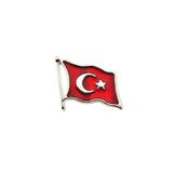 Türk Bayrağı Rölyef Dalgalı Rozet 2x1,5 cm - Nikel