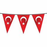 Türk Bayrağı Şerit İpli Üçgen - 10 Adet Bayrak Şerit
