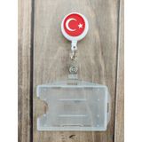 Türk Bayrağı Silikon Yoyo Yaka Kartlığı Yatay Dikey Kart Koruyucu