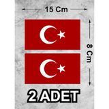 Türk Bayrağı Sticker - 2 Adet - Araba Oto Motosiklet Karavan Cam Araç Laptop Pc Sticker - 00068 15x8 Cm