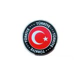 Türk Bayrağı Türkiye Yazılı Yuvarlak Etiket Metal Sticker 7cm