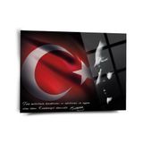 Türk Bayrağı Ve Atatürk Portre Cam Tablo - Ata109