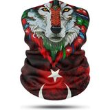 Türk Bayrağı ve Kurt Desenli Dikişsiz Dijital Baskı Baf Buff Bandana Boyunluk