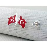 Türk Bayrağı ve Üç Hilal Tasarımlı 925 Ayar Gümüş Rozet Yaka İğnesi