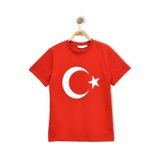 TÜRK BAYRAK BASKILI AY YILDIZLI KIRMIZI ÇOCUK TİŞÖRT %100 Pamuk (Bir Beden Büyük Önerilir )