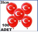 TÜRK BAYRAK BASKILI KIRMIZI 100 ADET BALON