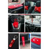 Türk Bayraklı Ayyıldız Desenli Torpido Üstü Koruyucu Pelüş Halı & Araç Oto Aksesuar Seti