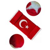 Türk Bayraklı & Ayyıldız Desenli Uzun Tüylü Yumuşak Torpido - Pandizot Koruyucu Pelüş Örtü Halı