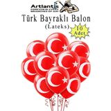 Türk Bayraklı Balon 10 Adet Ay Yıldızlı Balon Süsleme 29 Ekim 23 Nisan Kırmızı Beyaz Balon Bayrak Balon Bayram
