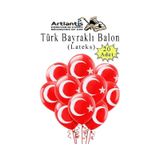 Türk Bayraklı Balon 20 Adet Ay Yıldızlı Balon Süsleme 29 Ekim 23 Nisan Kırmızı Beyaz Balon Bayrak Balon Bayram