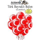 Türk Bayraklı Balon 50 Adet Ay Yıldızlı Balon Süsleme 29 Ekim 23 Nisan Kırmızı Beyaz Balon Bayrak Balon Bayram