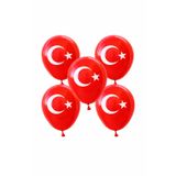 Türk Bayraklı Balon 5’li 25 cm Parti Süsleme 23 Nisan 29 Ekim Balon Seti Kırmızı Bayraklı Balon