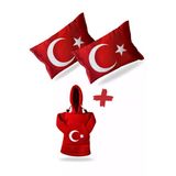 Türk Bayraklı Dijital Baskılı Araç Yastığı 2’li & Ayyıldızlı Polar Vites Kılıfı – Oto Aksesuar Seti
