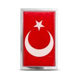 Türk Bayraklı Dikdörtgen 3d Metal Araç Amblemi 7x4 Cm Krom Çerçeveli Oto Panjur Bagaj Arması Çift Taraflı Bantlı Universal 1 Adet
