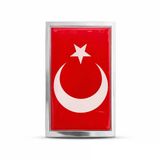 Türk Bayraklı Dikdörtgen 3D Metal Araç Amblemi 7X4 Cm Krom Çerçeveli Oto Panjur Bagaj Arması Çift Taraflı Bantlı Universal
