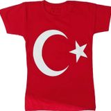 Türk Bayraklı Tişört Pamuklu Kırmızı Ay Yıldız Çocuk Tshirt- 6 Yaş
