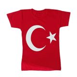 Türk Bayraklı Tişört Pamuklu Kırmızı Çocuk T-shirt- 10 Yaş