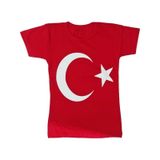 Türk Bayraklı Tişört Pamuklu Kırmızı Çocuk T-shirt- 7 yaş