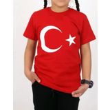Türk Bayraklı Tişört Pamuklu Kırmızı Çocuk T-shirt- 8 yaş