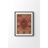 Türk Halı Deseni - Siyah Çerçeve, Siyah, 50 x 70