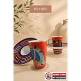 Türk Kahvesi Fincan Takımı Palermo 6 Kişilik 12 Parça (makinede Yıkanmaz) Çok Renkli