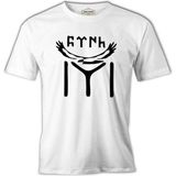 Türk Kayı Boyu Bayrak - Logo Beyaz Erkek Tshirt - M
