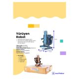 Türk Malı Yürüyen Robot Dc Motorlu Ahşap Oyuncak Stem-A Set Çocuklar Için Boyanabilir Maket
