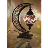 Türk Mozaik Masa Lambası Hilal,Osmanlı Abajur Otantik Lamba, Mozaik Masa Lambası, Model19