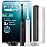 Türk Philips Sonicare 3100 Sonic Şarjlı Diş Fırçası 2'li Paket, Siyah ve Toz Pembe, 5 Kat Plak Temizliği, Basınç Sensörü, 14 Gün Şarj Ömrü, 3 Hız Ayarı,2 Şarj Standı, 2 Seyahat Kabı - HX4072/42