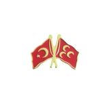 Türk ve Üç Hilal Bayrak Metal Yaka Rozeti 1 Adet