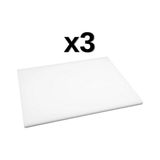 Türkay 3'Lü 40x30x2 Cm Polietilen Kesme Tahtası Kesim Levhası - Beyaz