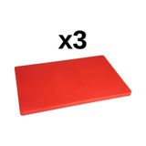Türkay 3'lü Türkay 40X25X4 cm Polietilen Kesme Tahtası Kesim Levhası 4764 - Kırmızı