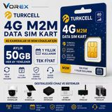 Turkcell Lte M2m Data Sım Kart 50Gb | 1 Yıllık 4G Veri Hattı Kamera Iot Alarm Araç Takip