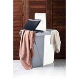 Turkco 2'li Kirli Çamaşır Sepeti | İki Bölmeli Renkli - Beyaz Banyo Çamaşır Sepeti Colormatik | 45+45 90 Lt