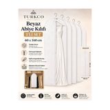 Turkco Beyaz Abiye Elbise Kılıfı 60x160 cm Fermuarlı Elbise Koruma Kılıfı 1li-3lü-5li-10’lu