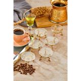 Turkco Cam Serisi Lokumluk, Şekerlik, Yüzüklük, Premium Metal Cam, Gold, 6 Adet